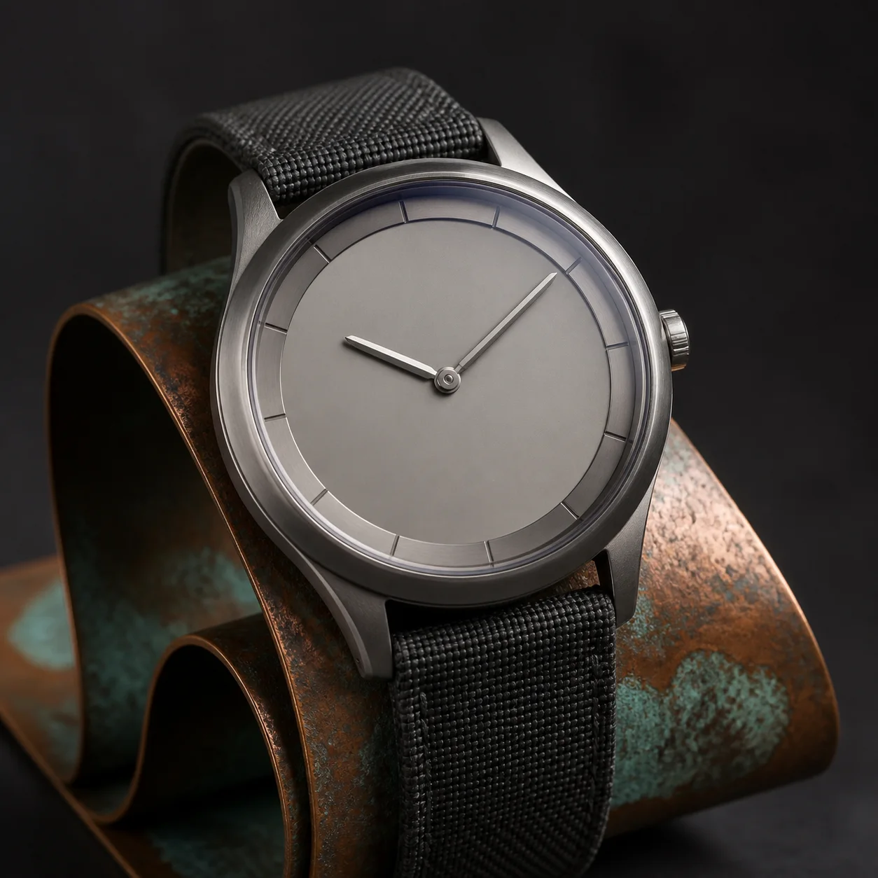 A copper-cased wristwatch photographed for a product listing